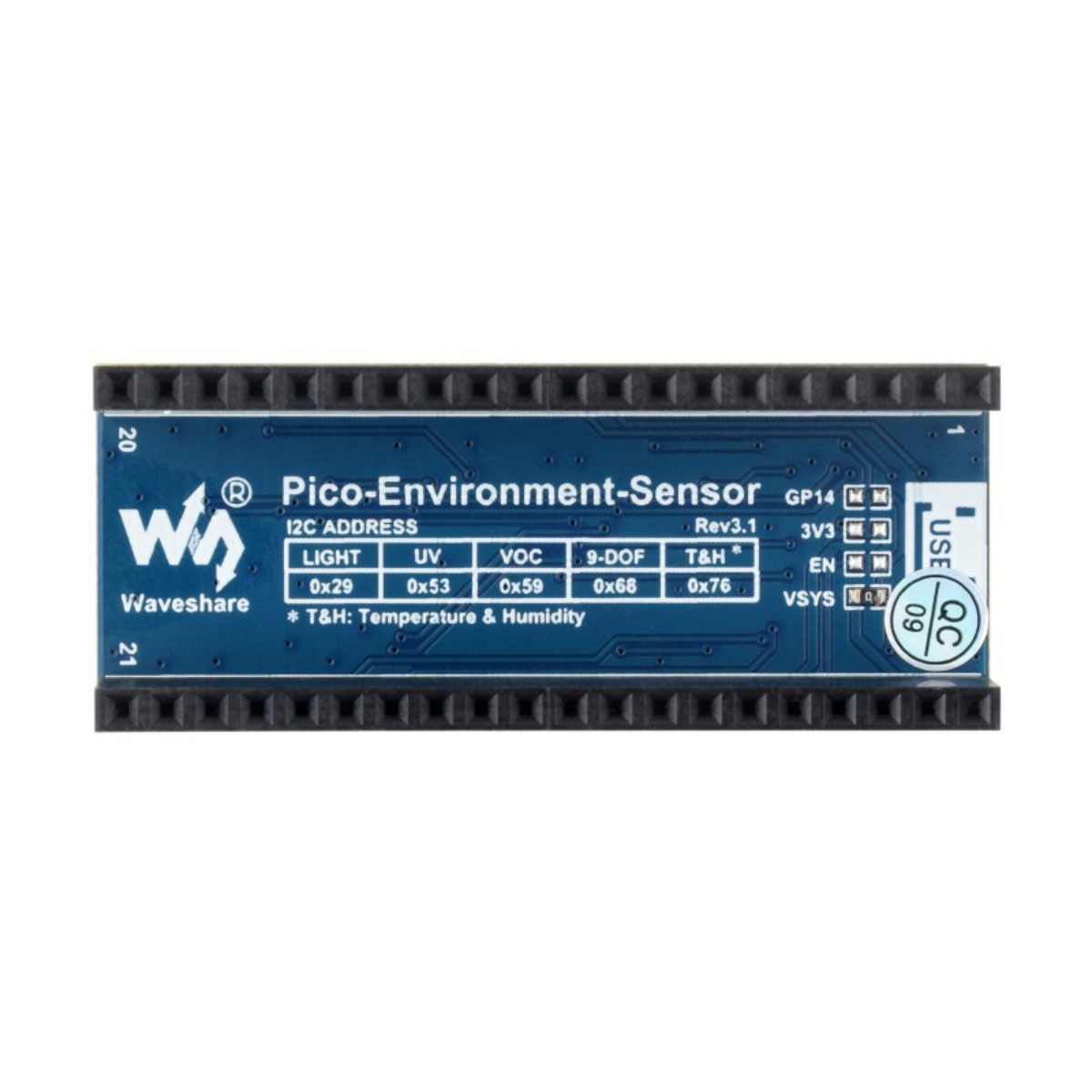 Environment Sensor Module for Raspberry Pi Pico (Multi-Sensor Weather & Motion Expansion Board)